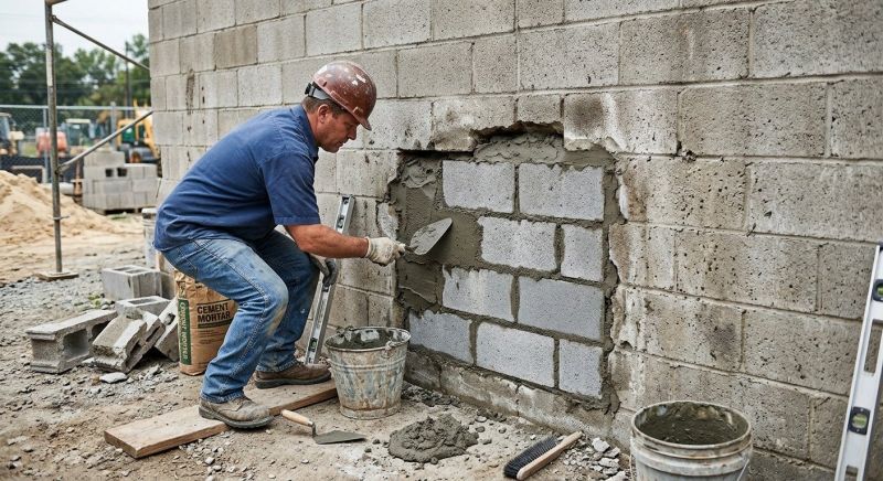 Cinder Block Wall Repair in Andover, NJ