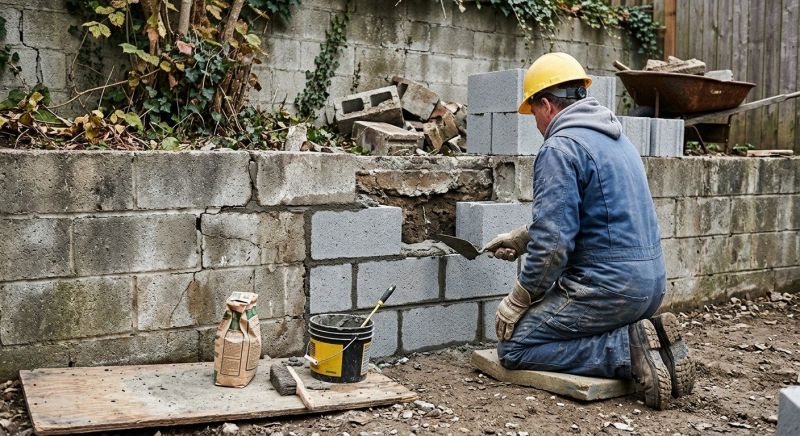 Cinder Block Wall Repair in Andover, NJ