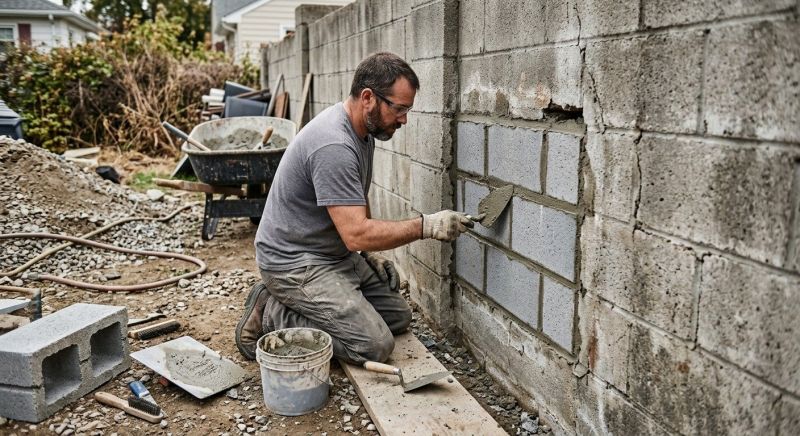 Cinder Block Wall Repair in Pike County, PA