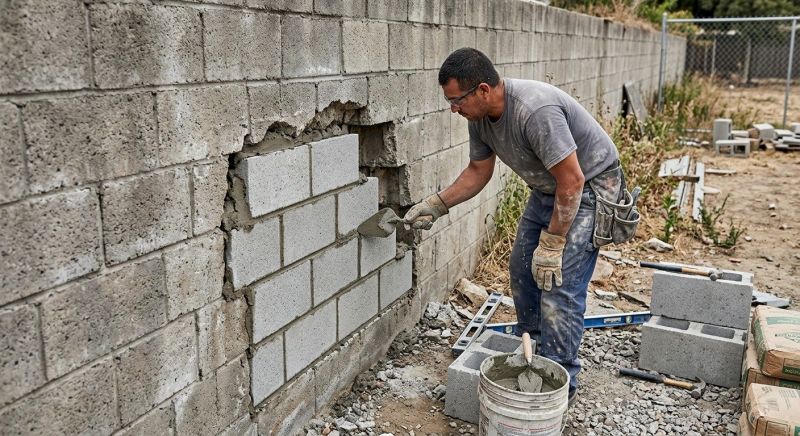 Concrete Block Wall Repair in Sussex County, NJ